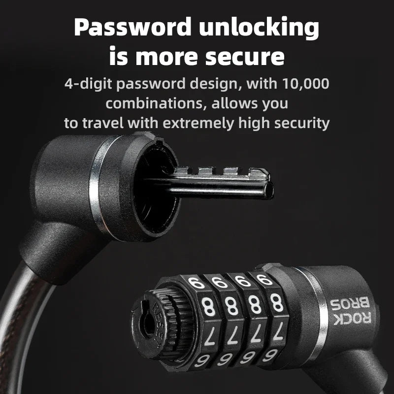 4-Digit Steel Cable Bicycle Lock, 29cm