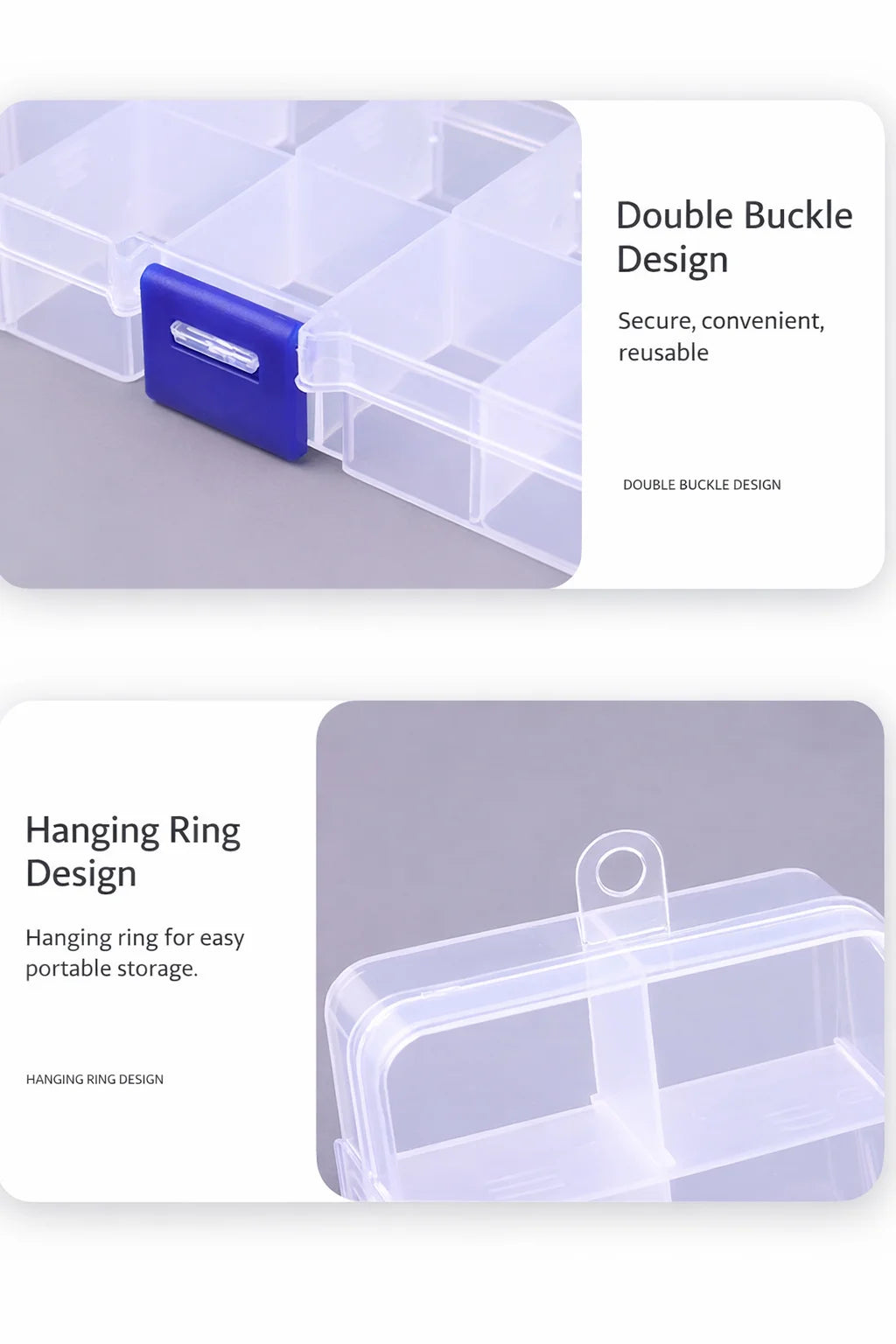 Boîte à outils à grille réglable de 10 compartiments, rangement pour pièces électroniques, vis et outils multifonctions, boîtier en plastique transparent