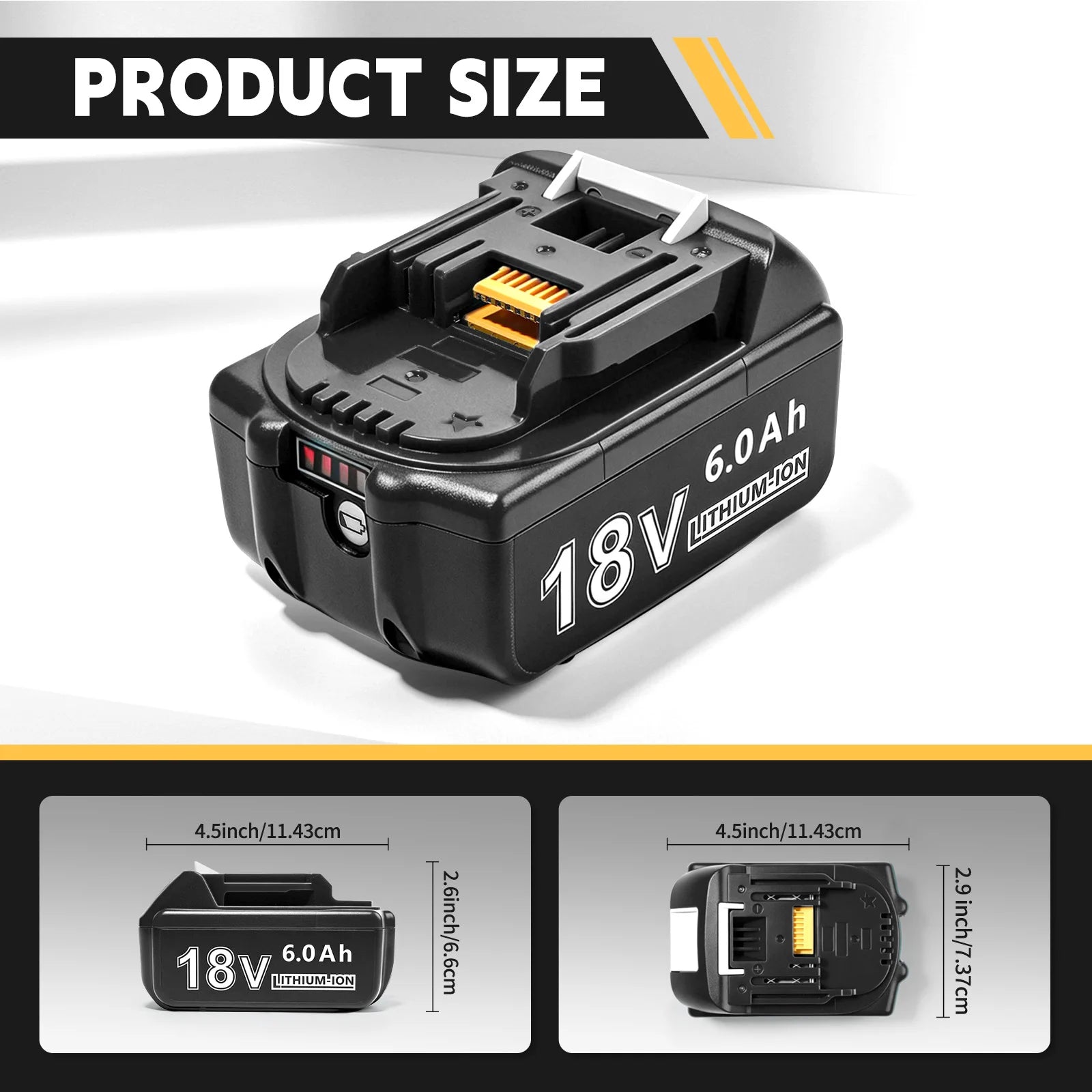 2 Pack Rechargeable 18V 6.0Ah Battery for Power Tools