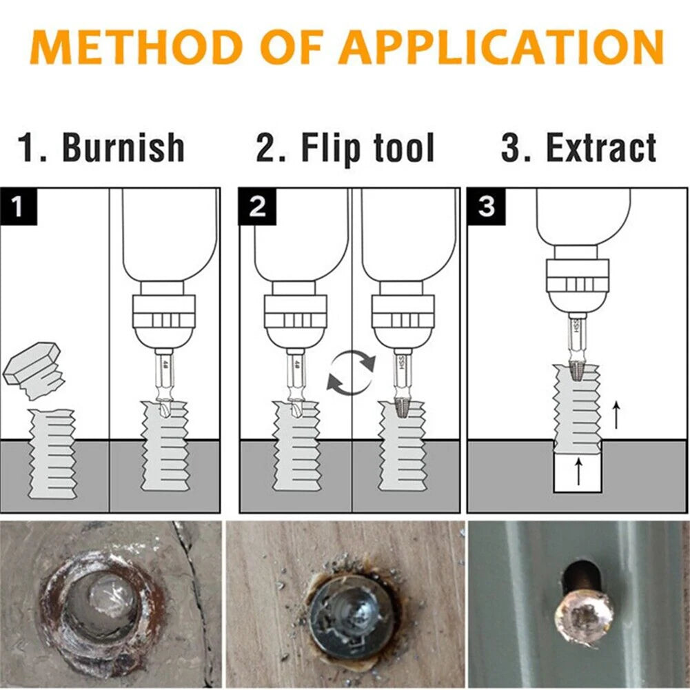 6-Piece Damaged Screw Extractor Set for Broken Bolts and Screws