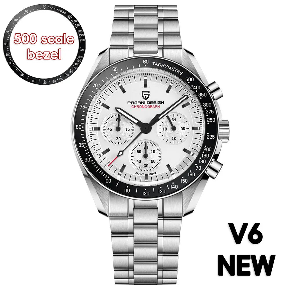 Ρολόι Pagani Design PD1701 Moonwatch Χρονογράφος με Ζαφείρι και Ατσάλινο Κάσα