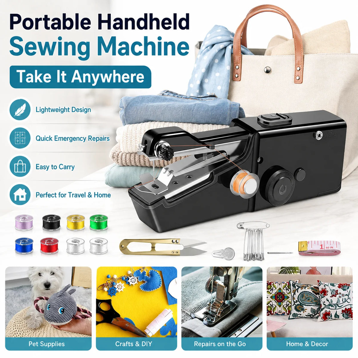 Handheld Mini Sewing Machine with Repair Accessories