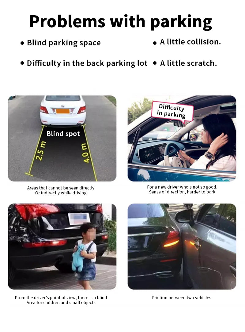 Rearview Mirror Parking Sensor System with 4 Radar Probes