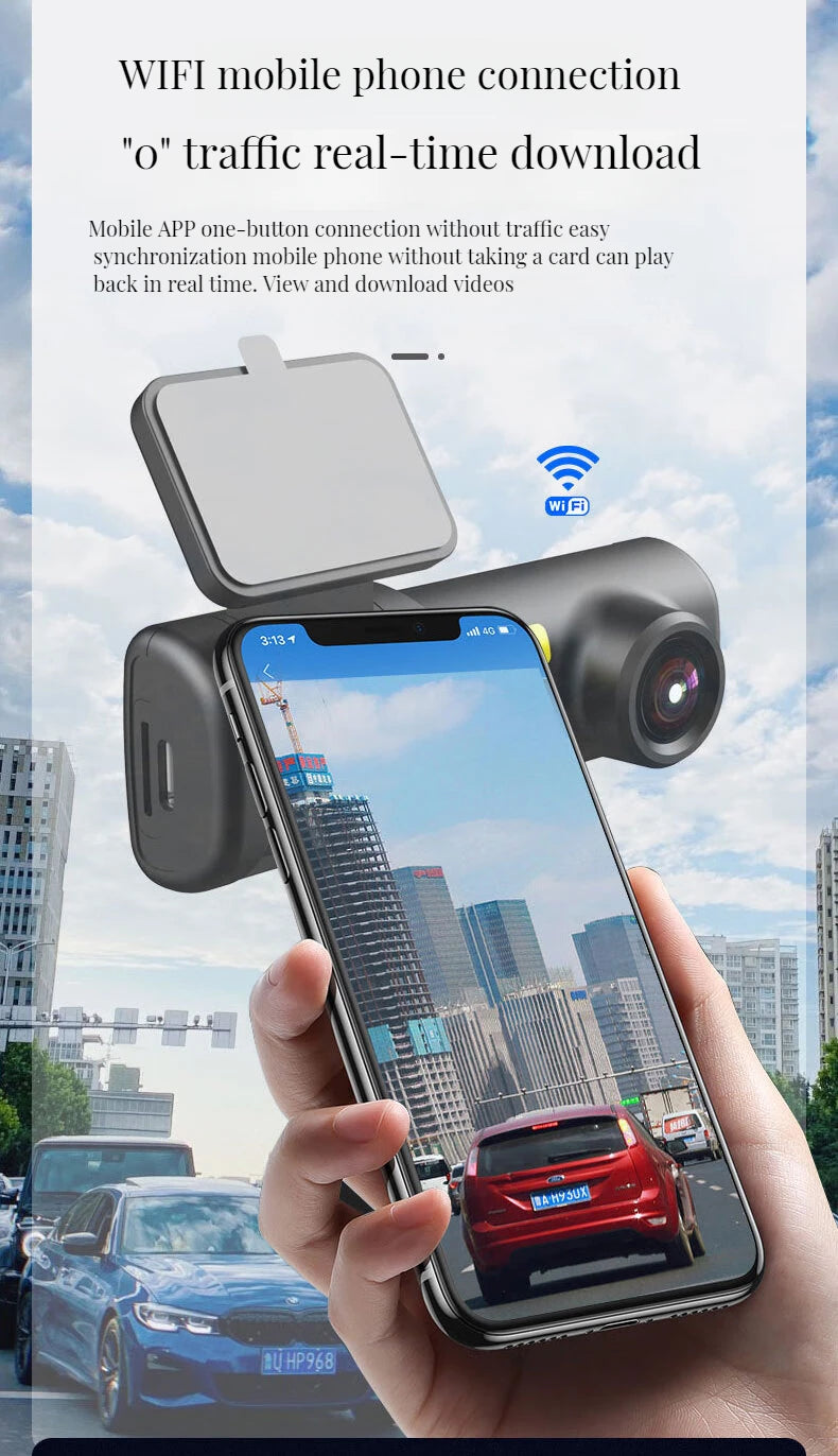 2K 1440P WiFi Dashcam med natvision, stemmestyring og GPS