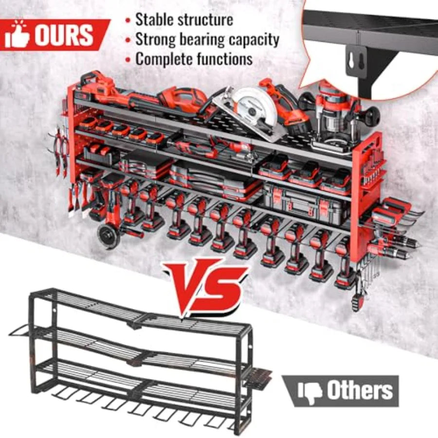 49.8" Wall Mount Power Tool Organizer with 14 Drill Holders