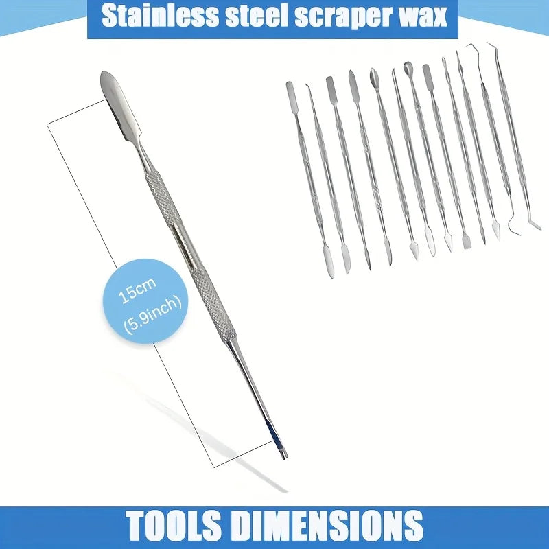 Herramientas de talla de cera de acero inoxidable de doble extremo — 12 piezas