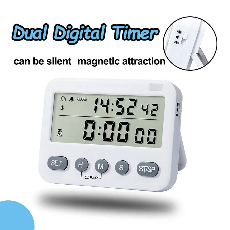 Dual Digital Kitchen Timer - Vibration Option