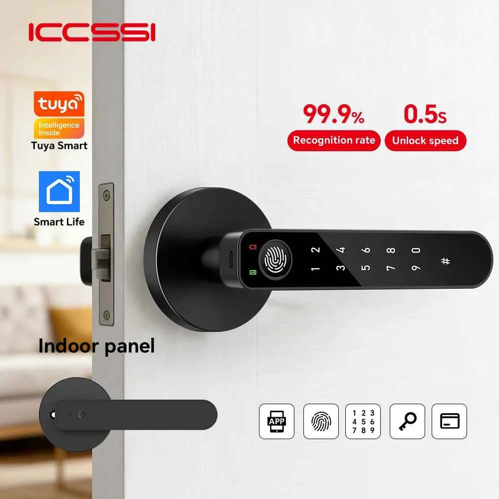 Smart Door Lock Fingerprint App Password Card Key Unlock