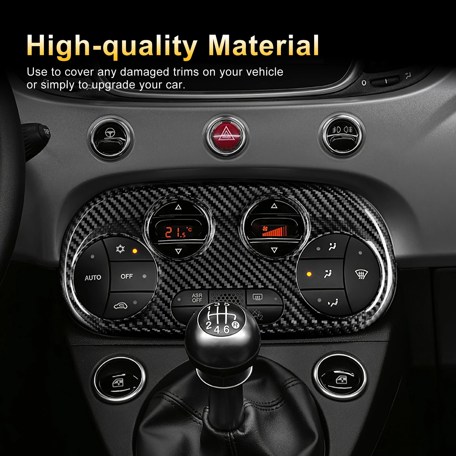 Real Carbon Fiber AC Climate Trim for Fiat 500 and Abarth 595