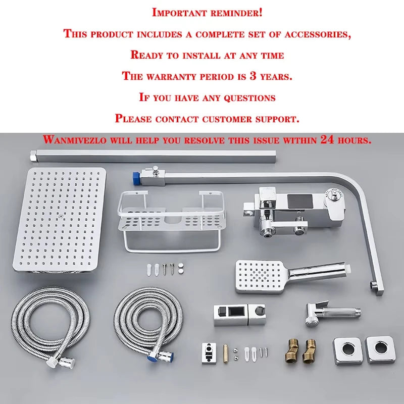 Système de robinet de douche en laiton chromé et noir