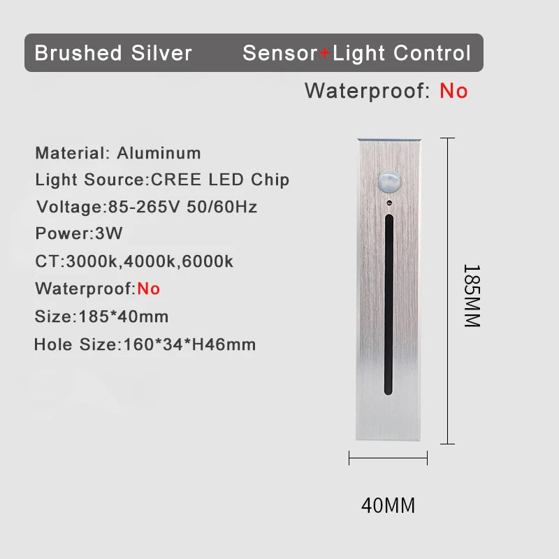 Recessed LED Stair Light - Sensor Options