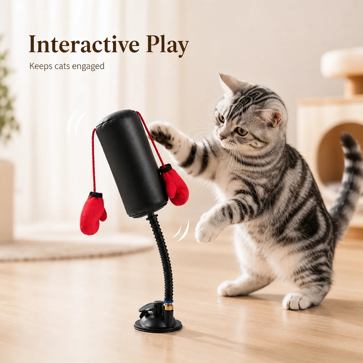 Cloth Cat Boxing Toy, Floor-Standing, No Batteries