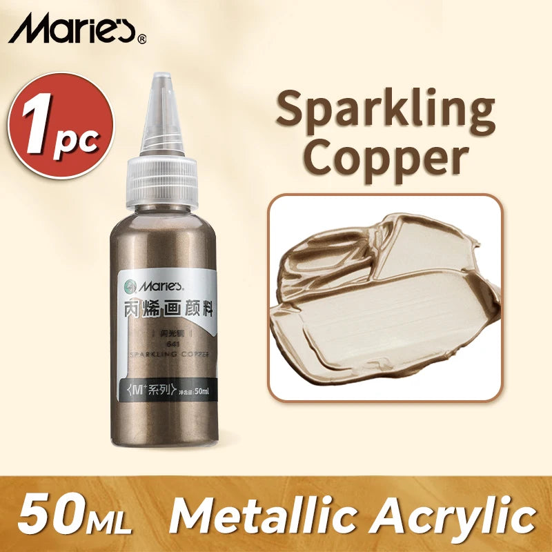 50ml Metallic Akrylmaling i Perlemorsagtig Guld & Sølv