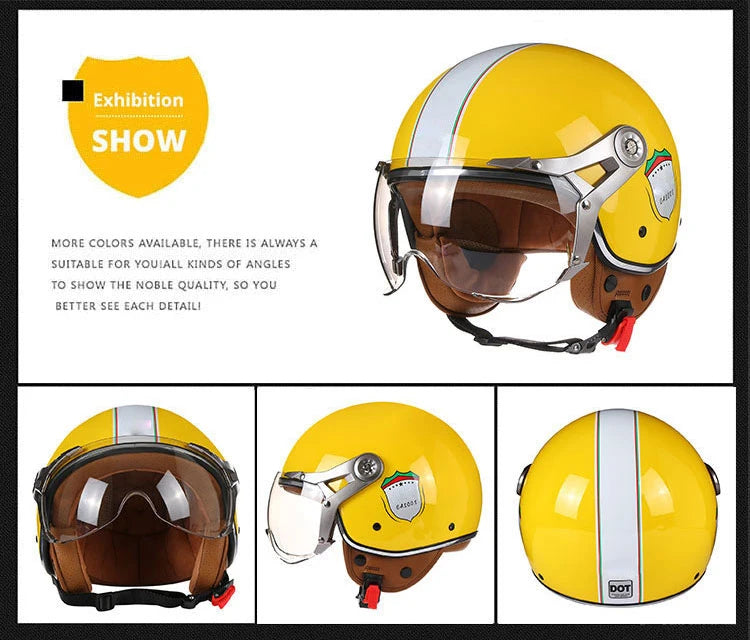 Vintage TT&COCASCOS Motorcycle Helmet Jet with Visor Motorbike Riding 3/4 Open Half Helmet Retro Scooter Capacete Moto