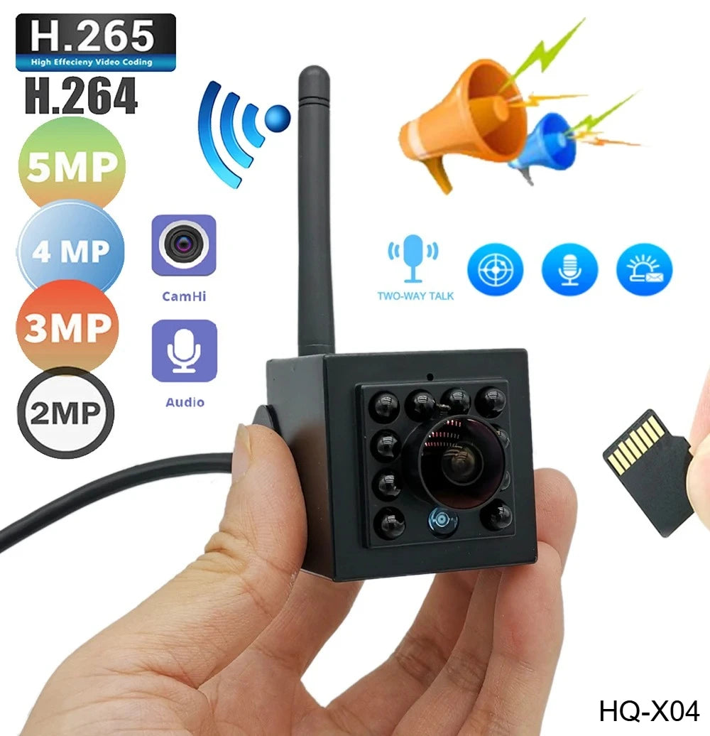 Mini IR IP Camera with TF Card Slot, 940nm Night Vision, Two-Way Audio