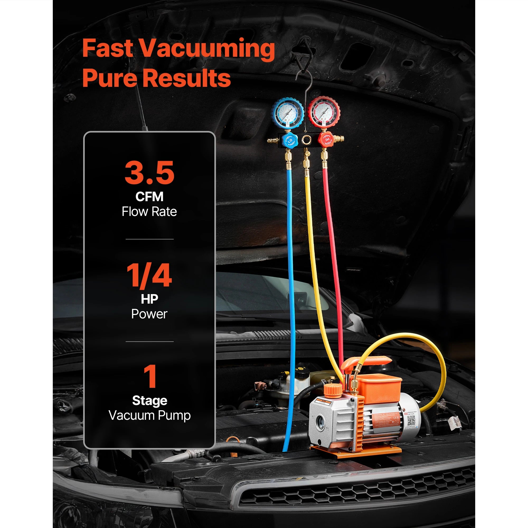 Pompa per vuoto AC e set manometro 3,5–7 CFM per HVAC e aria condizionata auto