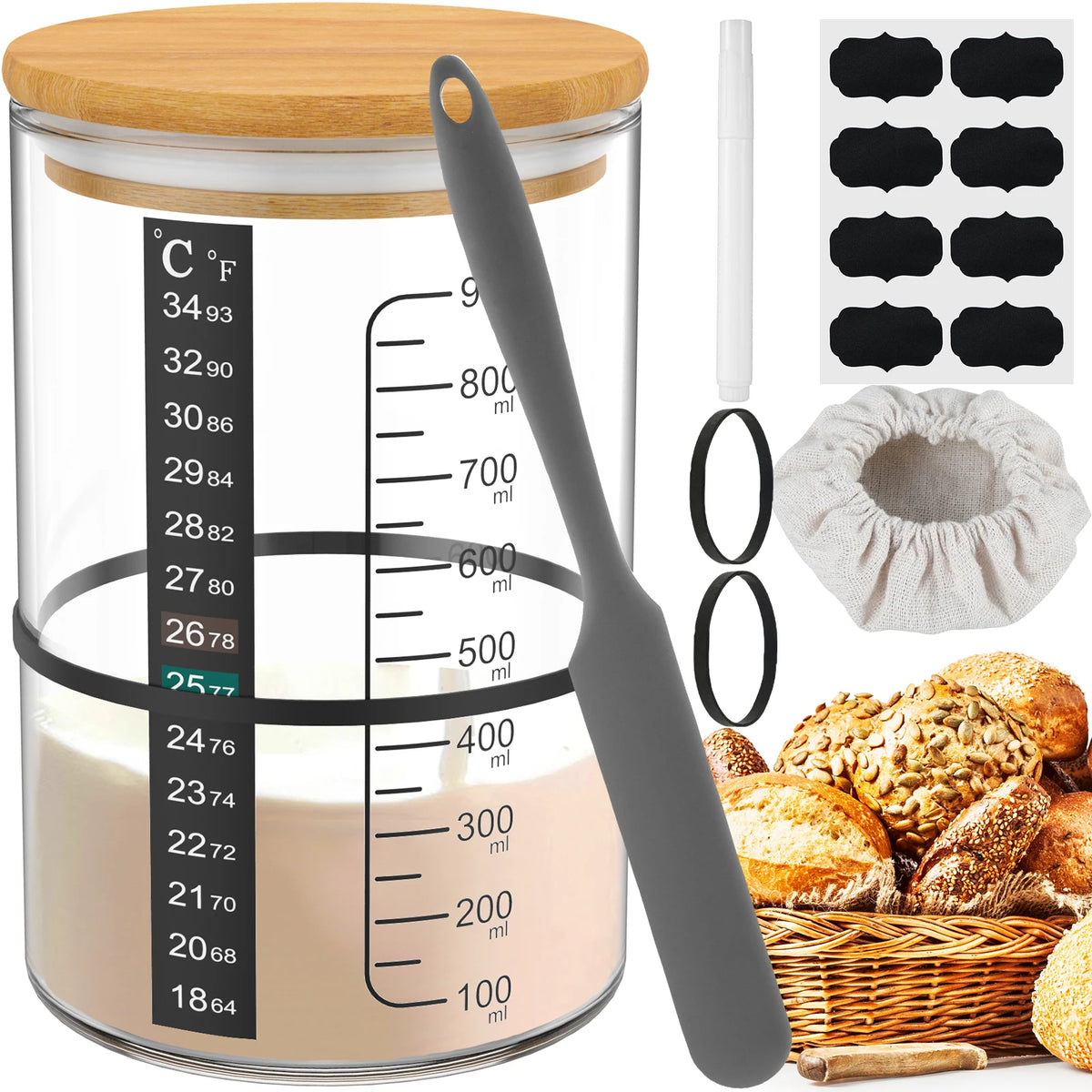 Sourdough Starter Jar Kit and Accessory Options
