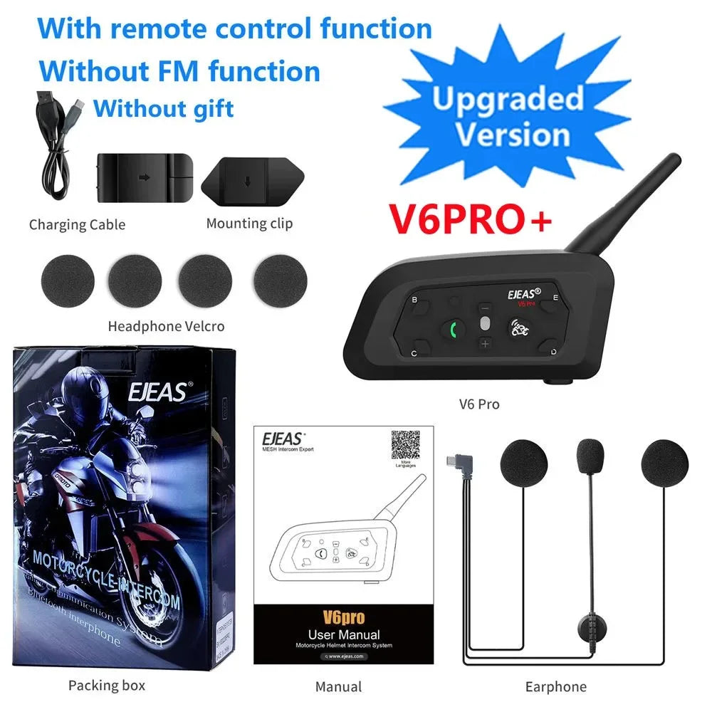 V6 Pro+ Motorcykelhjälm Bluetooth Intercom