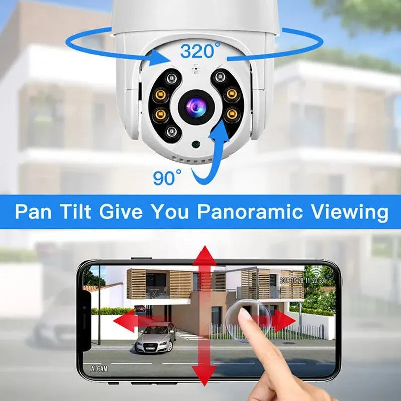 4K 8MP PTZ Security Camera with Auto Tracking WiFi Outdoor Dome