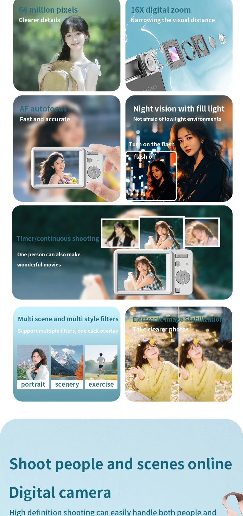 New Sliding Digital Camera CCD Campus 4K High-Definition Camera for Taking Photos and Recording Integrated Student Card Machine