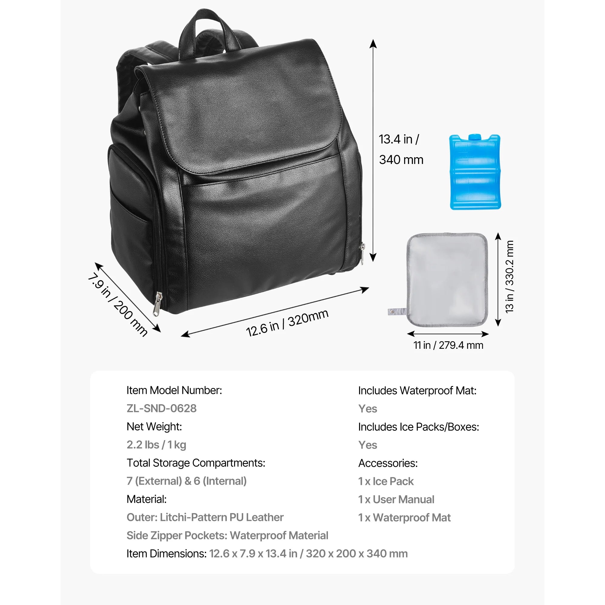 Breast Pump Backpack with Ice Pack & Organized Storage for Travel