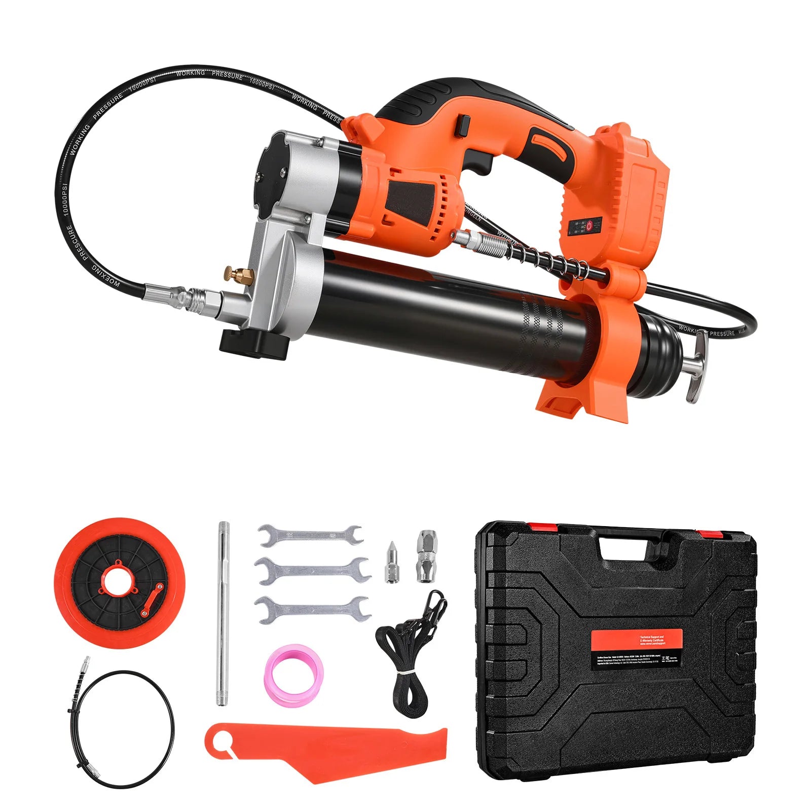 SucceBuy 8000 PSI-es vezeték nélküli zsírzógép 35,4 inch(es) tömlővel, autókarbantartási, akkumulátoros, 18V-s energiájú zsírzás járművekhez