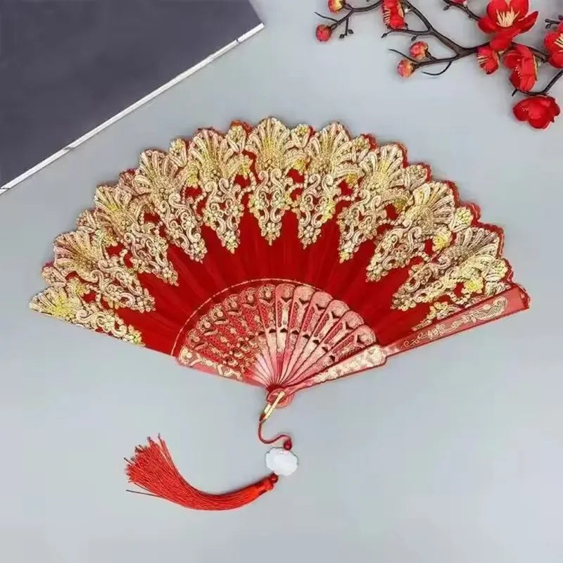 Chinese-Style Folding Hand Fan for Hanfu and Dance