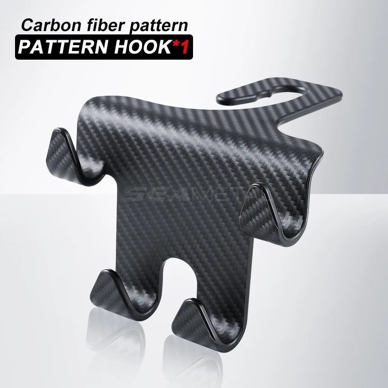 SEAMETAL Multifunctional Car Hook Headrest Seat Back Hanging Hook Carbon Fiber Decoration Large Load-Bearing Hanger for Rear Row