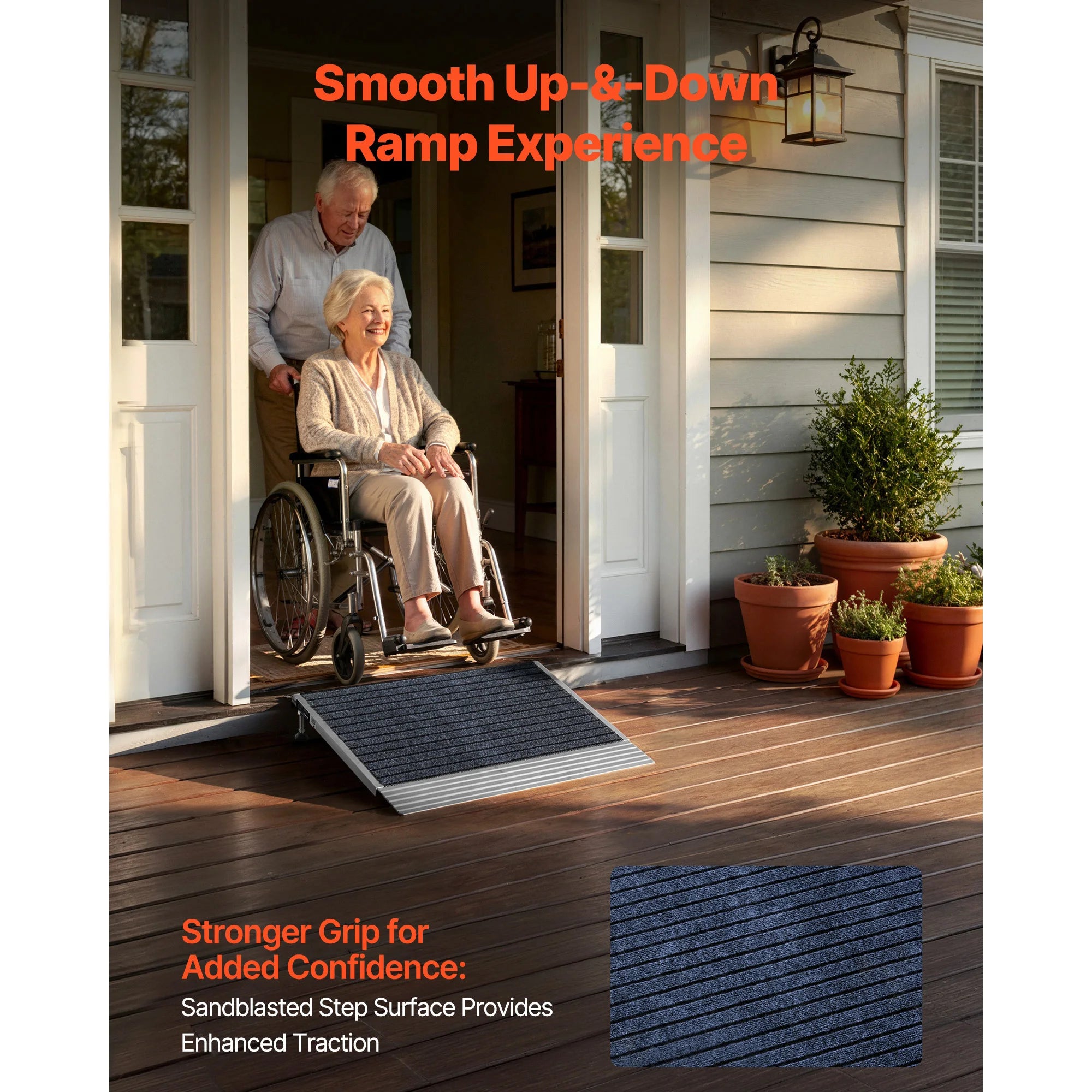SucceBuy 24x36in / 36x36in Non-Slip Threshold Ramp with Adjustable Height Platform Aluminum Door Threshold Ramps for Doorways