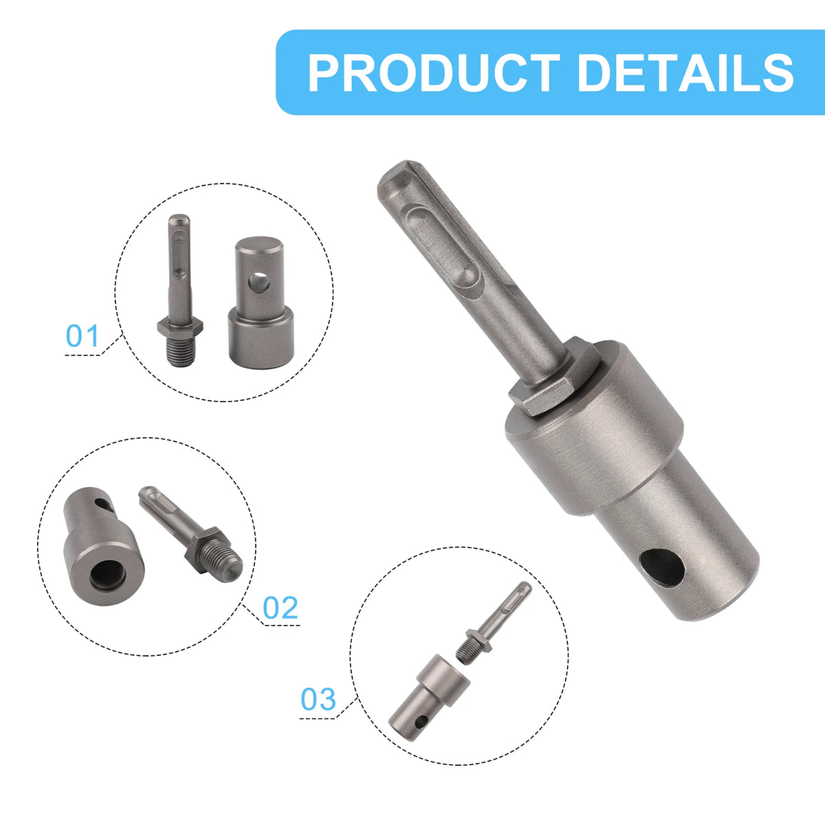 Erdbohrer-Adapter für Bohrmaschine oder Schraubenschlüssel, verschiedene Typen