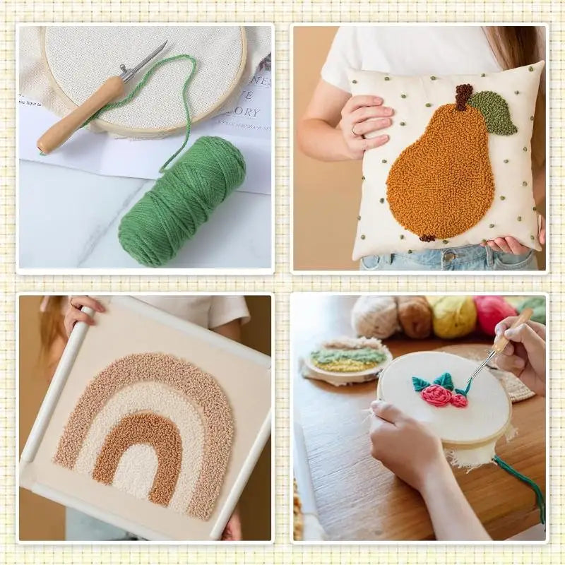 Verstelbare Houten-Handgreep Punsnaald Set — 5 Stuks