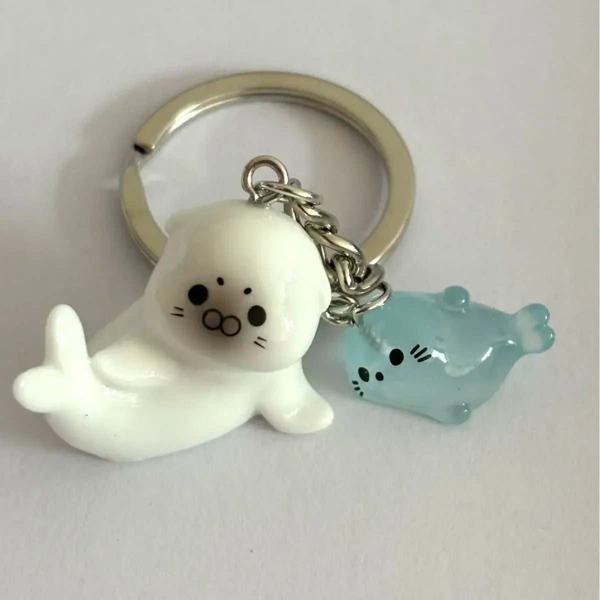 Kawaii mini 3D Tetemes fóka kulcstartó Puffos tengeri próba tengerimalac medál Pár barát hátizsák dísz születésnapi ajándék