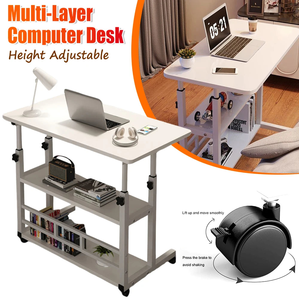 Height Adjustable Wooden Bedside Desk for Home Office