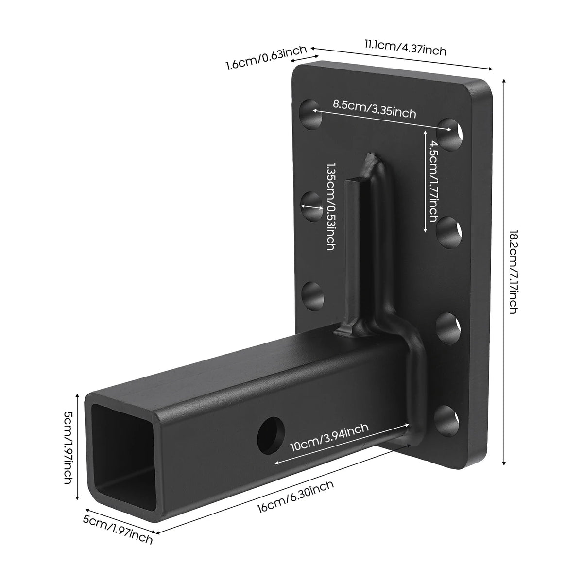 Tow Bar Slot for 2" Hitch Receiver 4400lbs, Adjustable Mount Bracket 3 Heights, 50x50mm Rod for Trailer Towing Accessories