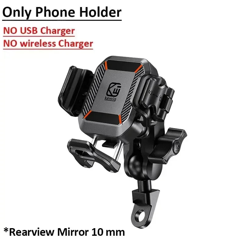 Shockproof Motorcycle Phone Holder 15W Wireless Charger & 36W USB C Fast Charging Motorbike Bicycle Bike Scooter Phone Stand