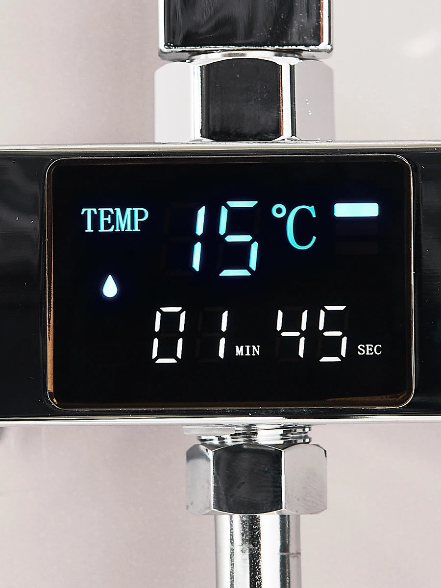 Black Digital Display Thermostatic Shower Faucet Set