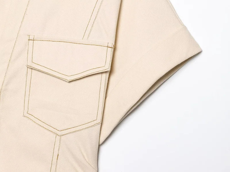 ETJ 2025 Spring New 1975 series denim MIDI dress with lapel side zipper fashion wrinkle waist slim elegant dress