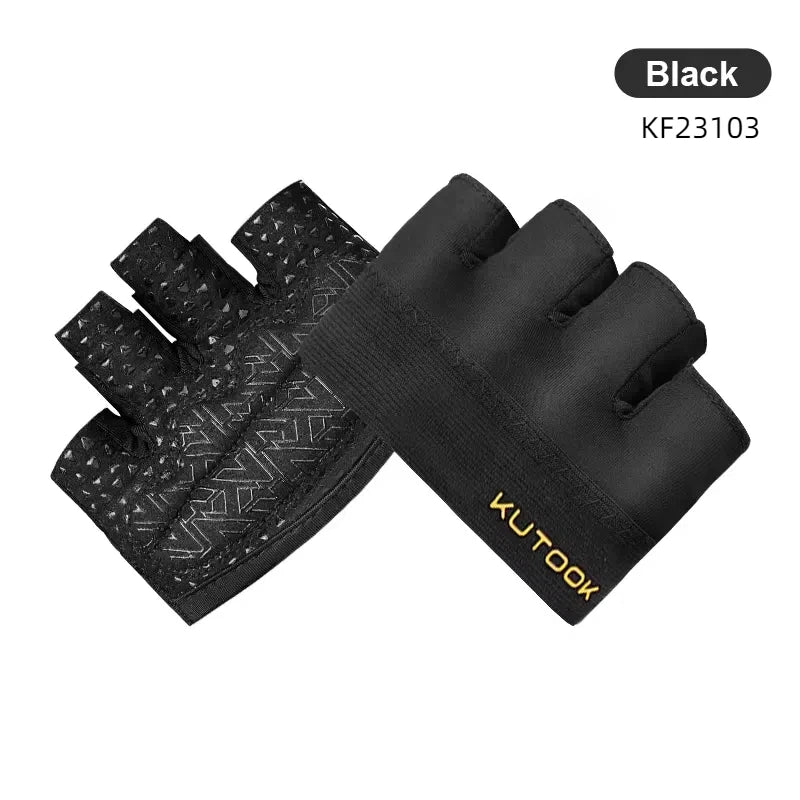 KUTOOK Men's And Women's Fitness Four Fingers Gloves Breathable Anti-slip Shock Absorption Yoga Dumbbell Cycling Sports Gloves