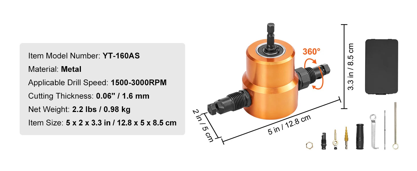 Double Head Sheet Metal Nibbler Cutter Drill Attachment