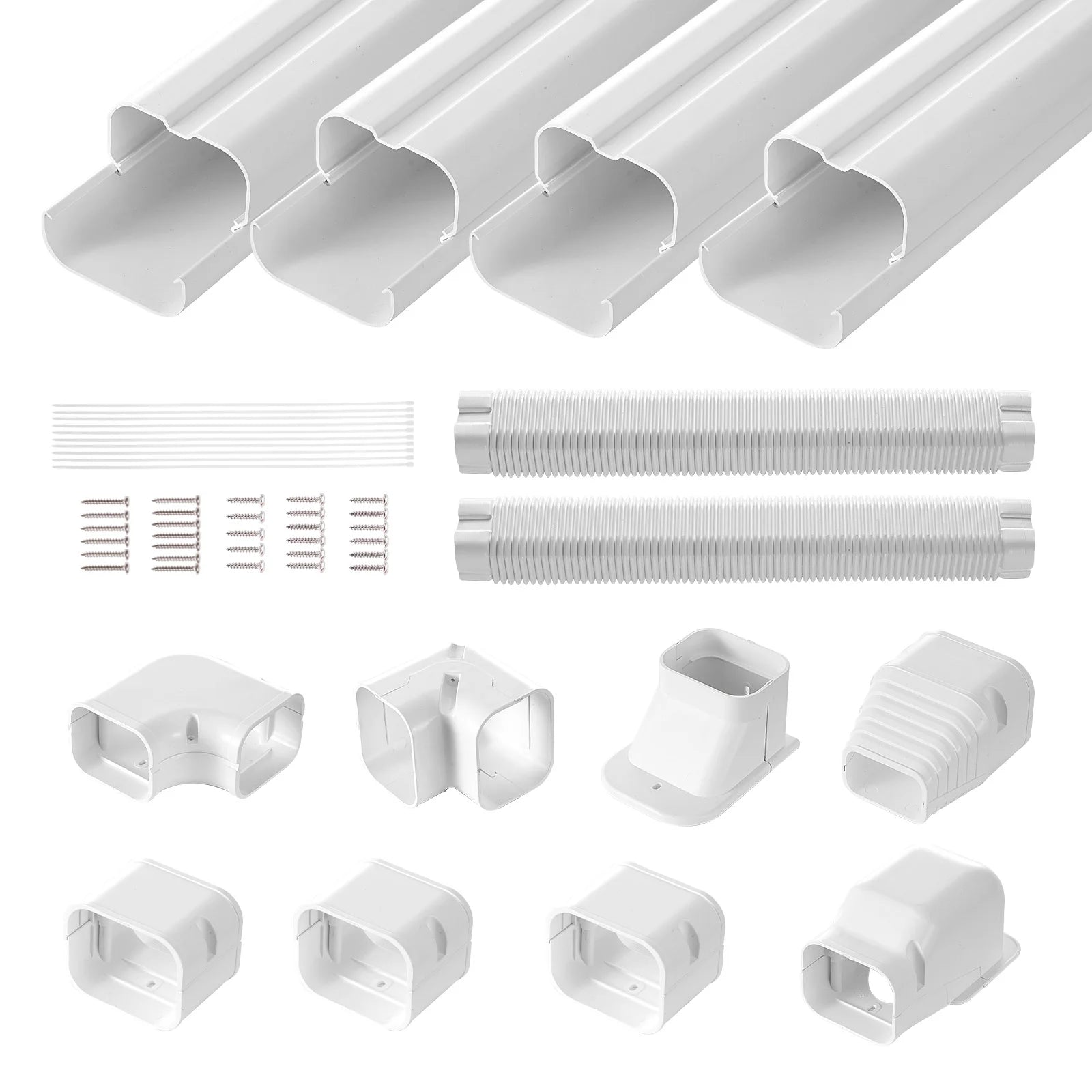 SucceBuy Mini Split Line Set Cover PVC Decorative Pipe Line Cover For Air Conditioner Easy to Install Paintable for Heat Pump