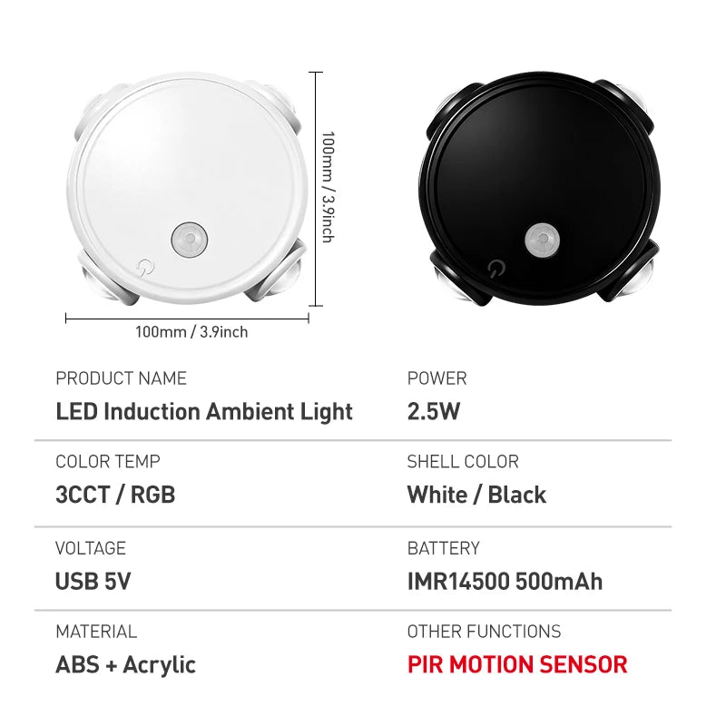 Rechargeable Magnetic Ambient Light - RGB Options