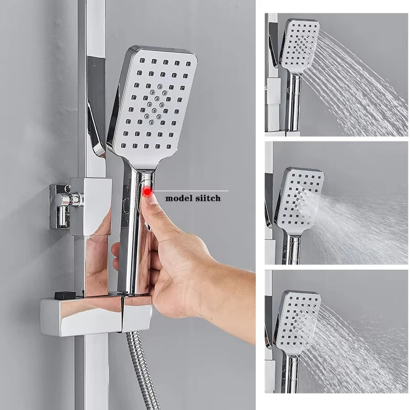 Système de robinet de douche en laiton chromé et noir