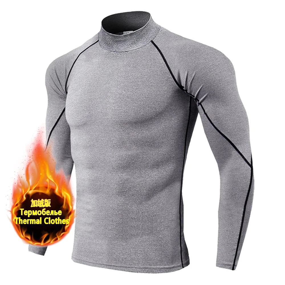 Winter Man Compression Shirt Cycling Clothing Warmth Shirt Warm Bottoming Shirt Men Compression T-Shirt Gym Sportswear 2024 New - Spy-shop.com