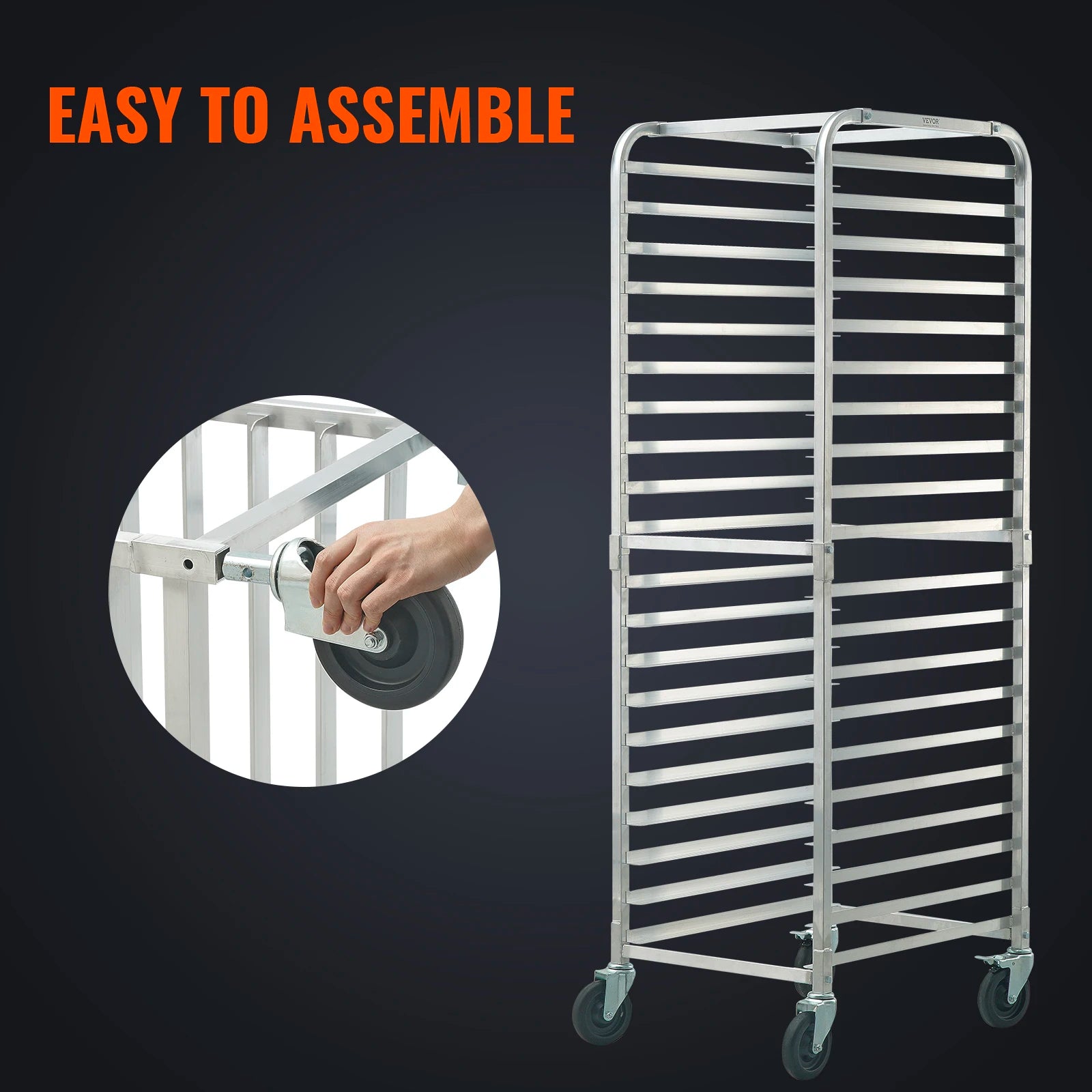 Commercial Bun Pan Rack with Brake Wheels for 10/20 Sheet Pans