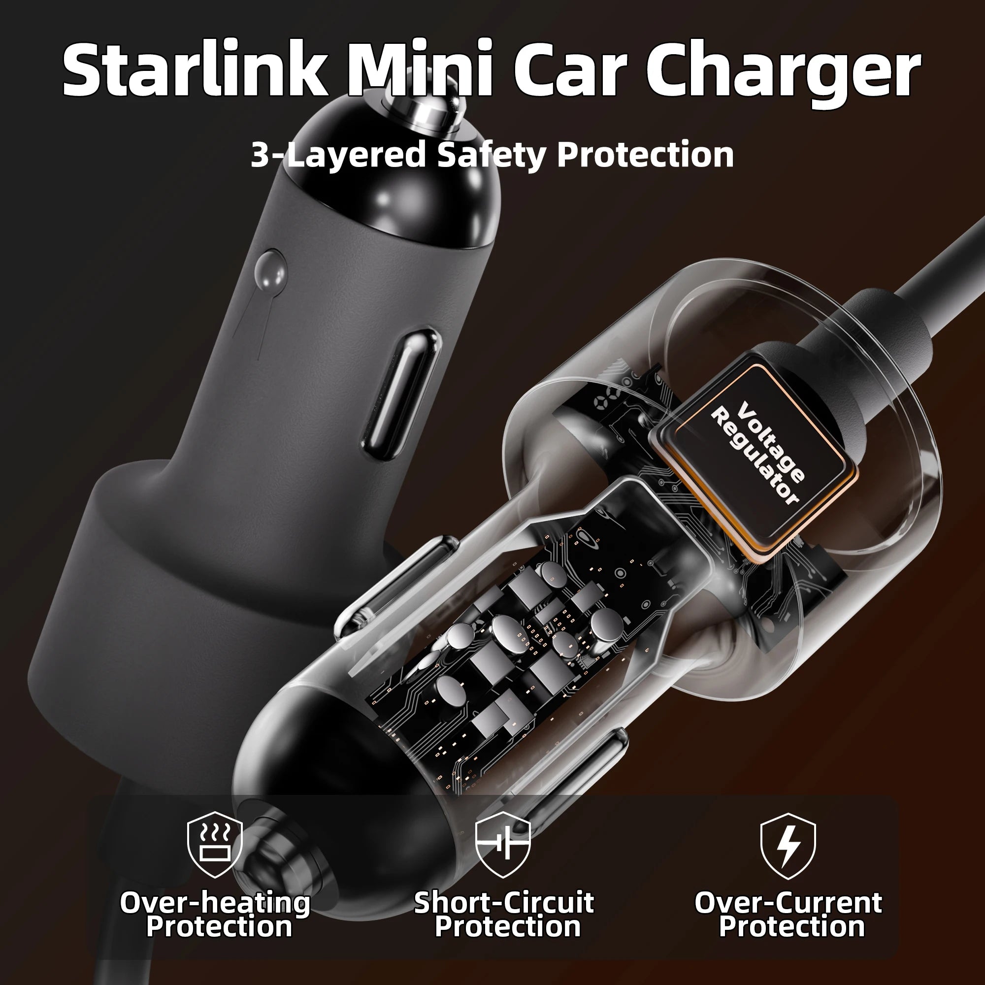 Starlink Mini Car Charger Cigarette to DC Male 12V to 20V Starlink Step Up Converter Starlink Mini Car Cigarette Lighter Adapter