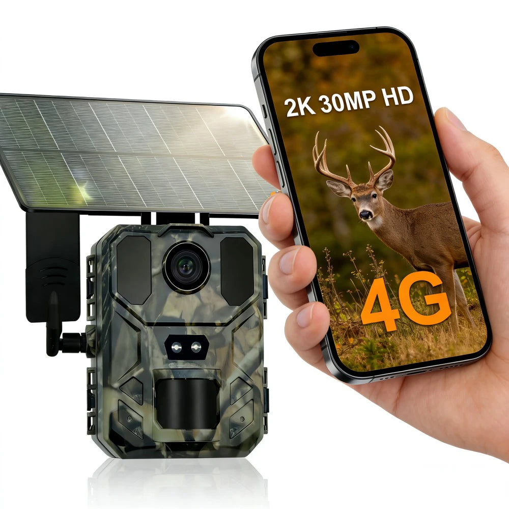 4G Solar Trail Camera with 30MP 2K Live Feed and Night Vision