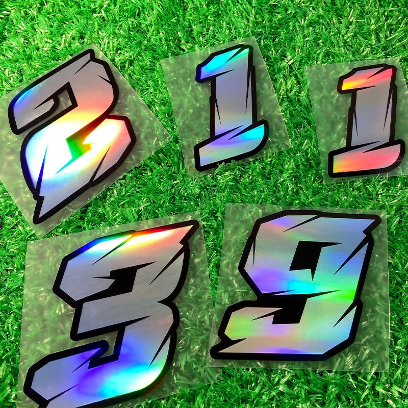 1PC Laser Number Motorcycle Stickers Waterproof Motorbike Fuel Tank Electric Scooter Bicycle Decoration Durable Vinyl Decals