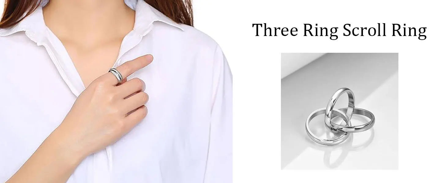 Stainless Steel Interlocked Triple Ring for Women