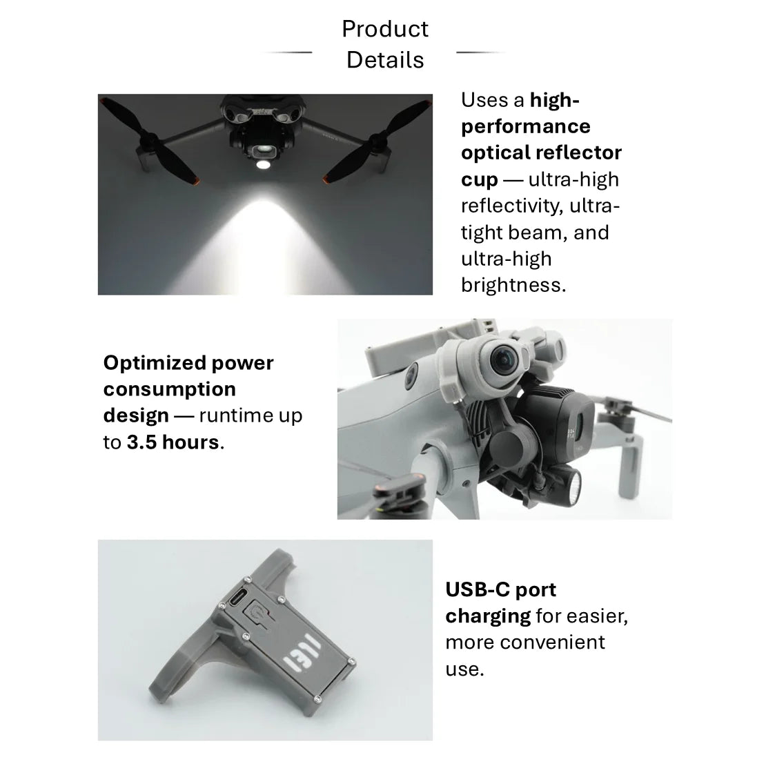 Svetlo na gimbal DJI Mini 5, 500 alebo 700 lm