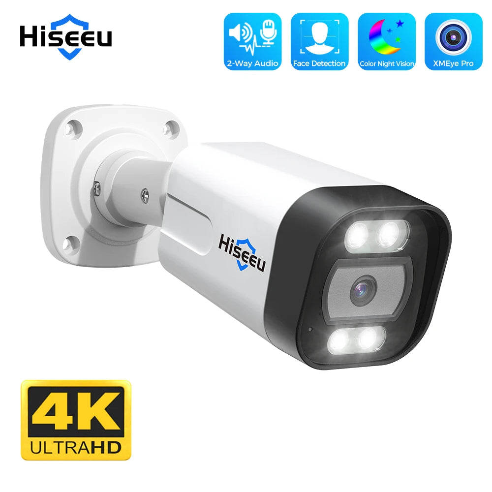 4K 8MP PoE IP Bullet Security Camera with Two-Way Audio